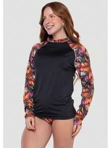 Women's Thermal Top UV Protection Long Sleeve Printed Beachwear Summer 031 - Đen và trắng - Xem 1