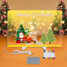 Pizarra luminosa, set moderno de pizarra de mensaje iluminada con LED de acrílico con 7 bolígrafos de colores - Alimentado por USB, pizarra de dibujo borrable, ideal para decoración de dormitorio y luz nocturna DIY - Regalo de cumpleaños perfecto, luz LED, acrílico, pizarra de mensaje, borrable, pizarra de dibujo USB