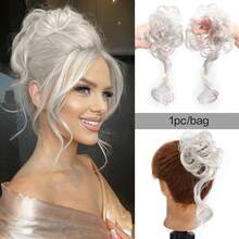 1pc/2pcs Synthetic Messy Updo Hair Bun Chignon Scrunchies Fake Hair Band Braid Elastic Hairpiece Tail For Women Synthetic Curly Ponytail - Multicolor - View 24