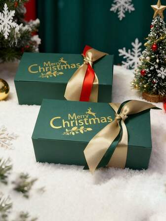 1-10pcs Christmas Candy Gift Boxes With Ribbon, Festive Paper Treat Containers For Holiday Favors, Xmas Party Decorations, Anniversary Gifts – Elegant Seasonal Packaging For And Sweets Christmas Christmas Decorations Christmas Pajamas Christmas Gifts Christmas Decor