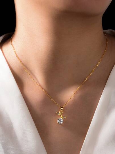 1 pieza Collar nupcial de plata de ley S925 con diseño de flor de piedra de circonia, elegante y de moda, adecuado para bodas, citas, uso diario, pequeñas reuniones, cumpleaños, aniversarios, regalos del Día de San Valentín