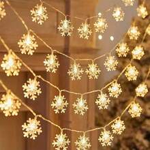 室内户外灯串，暖白太阳能灯串婚礼派对装饰灯，星雪水晶球灯串闪烁仙女灯串适用于卧室婚礼圣诞树装饰（太阳能或电池供电） - 彩色 - 查看 8