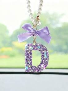 1件汽车内饰悬挂装饰品，紫色水钻蝴蝶结字母挂饰，汽车后视镜配件 - 均碼2 - 查看 20