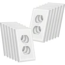 12Pack Duplex Outlet Covers Wall Plate Dual Light Switch Cover UL Listed Standard Size 1Gang 4.53" X 2.76" Unbreakable And High Temperature Resistant Wall Outlet Covers White - White - View 1