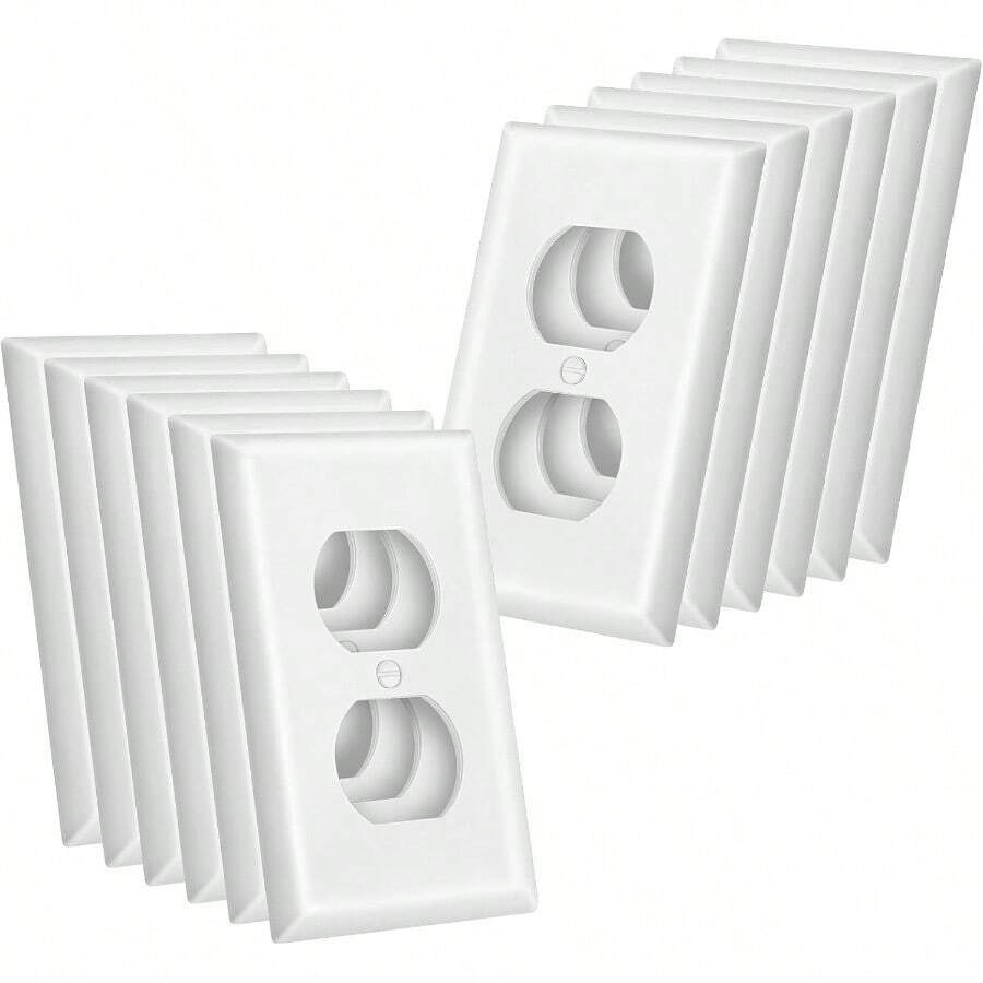 12Pack Duplex Outlet Covers Wall Plate Dual Light Switch Cover UL Listed Standard Size 1Gang 4.53" X 2.76" Unbreakable And High Temperature Resistant Wall Outlet Covers White - White - View 1