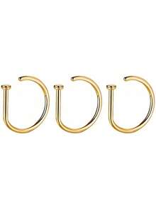 1/3/5Pcs Elegant Gold-Plated D-Shape Fake Piering Nose Ring Women Fashion 14K Golden Punk Non Piercing Nose Clip Stainless Steel Perforation Septum Suitable For Teenagers Body Suitable For Daily Wear And Vacation Jewelry Gifts