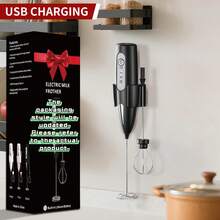 三速USB充电式电动奶泡器,配备2个可选奶泡头(奶泡器和打蛋器)| 强劲手持式饮品搅拌器,秒速打出绵密奶泡,适用于咖啡、卡布奇诺、巧克力等,304不锈钢静音便携迷你搅拌器 | 居家咖啡师的完美礼物,500mAh电池 - 多色熱賣款 - 查看 12