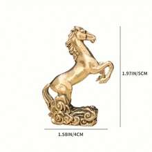 复古黄铜马雕像 - 招财生肖马摆件，桌面摆件及茶宠，无需电源，万圣节及秋季家居装饰收藏品，圣诞装饰品，圣诞礼物，圣诞装饰 - 馬踏著吉祥雲 - 查看 3