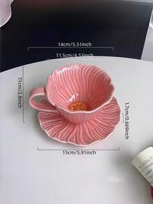 French Ceramic Cup, Baking Tray, High-Quality Water Cup, Tulip Tray Design, Coffee Cup & Saucer Set, Tea Cup & Saucer - Multicolor - View 5