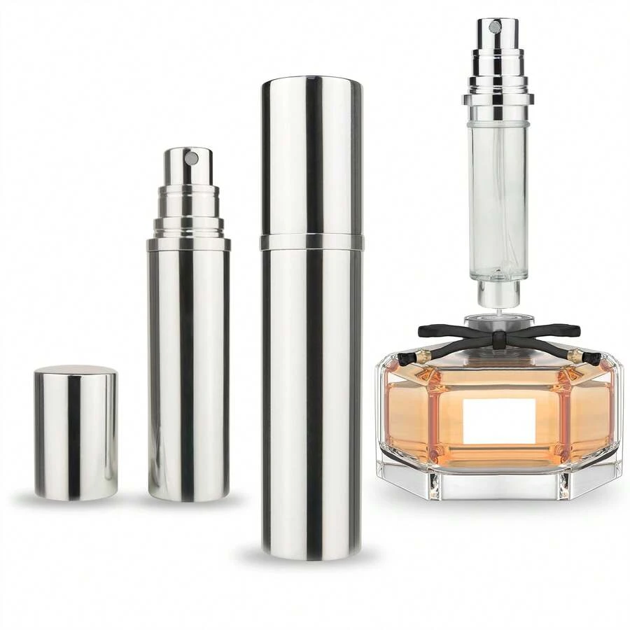 1pc Redesigned Perfume Spray Bottle, Portable Perfume Refillable Atomizer, Bottom Fill Mini Spray Travel Perfume Bottle, Pump Fills Directly From The Bottom Without Removing The Cap, 100% Pure Glass Inner Bottle, With A Visible Window So You Can Easily Know How Much Perfume Is Left, Available In 5ml / 8ml /10ml