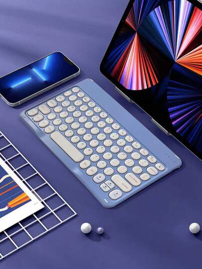 AKKHOO 10-Inch Ultra-Thin Rechargeable Silent Wireless Keyboard, Compatible With IPad, Computer, Phone, Tablet