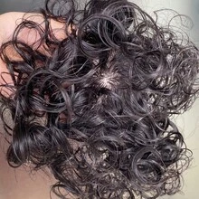 Curly Hair Toppers For Women Human Hair Clip In Hairpiece With Silk Base Natural Black Dark Brown For Thinning Hair 8 Inch - Multicolor - View 5