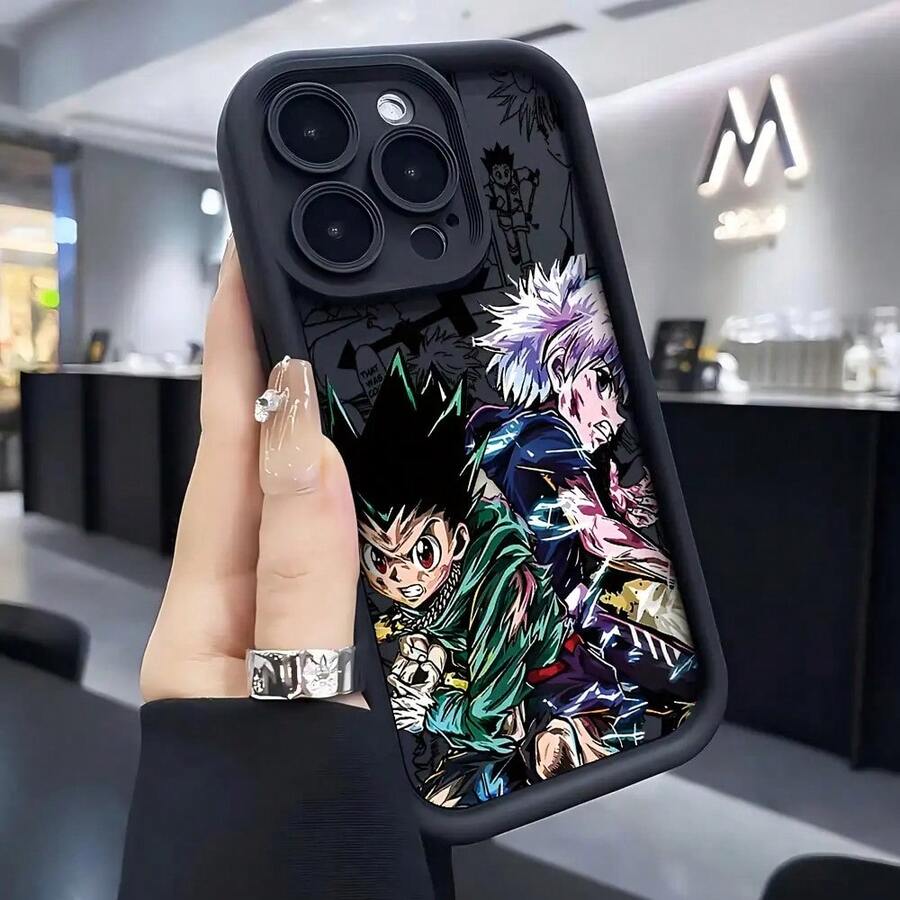 Fashionable New Anime Cartoon Hunter X Huner Phone, Compatible With 16 15 14 13 12 11 Pro XXR XXSMAX 8 Plus - Shockproof Soft TPU Back Cover, Animal Phone, Phone, Daily Phone Cover, Shockproof Back Cover, TPU Phone Cover, Animal Print, Anime Cartoon Design, Flexible Shockproof Build, Durable Back Cover, Anime Fans, Collector Community, Everyday Phone17 17promax - 黑色 - 查看 1