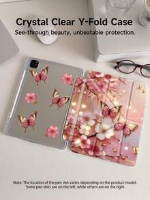 蝴蝶花保护套，兼容 iPad (A16) 第 11 代 11 英寸 2025、iPad 10.2/Mini6/Mini7/9.7 英寸、平板电脑保护套，兼容三星 Galaxy Tab A9 Plus，3+Y 可折叠防弯折，硅胶加固边角，自动唤醒/睡眠功能，内置笔槽，多角度可折叠支架 - 完美日常保护，时尚简约图案。 - 彩色 - 查看 5