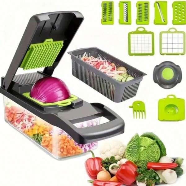 16 Pieces/1 Set Multifunctional Vegetable Cutter, Fruit Slicer, Handheld Food Grinder, Onion Grinder, Potato Shredder With Container, Space-Saving Kitchen Gadgets For Easy Meal Preparation, Kitchen Accessories, Cocina,Do Not Put In The Dishwasher,Thanksgiving Gifts, Christmas Gifts, Halloween Gifts, Valentine's Day Gifts, New Year Gifts Plush Party Autumn Fall Halloween