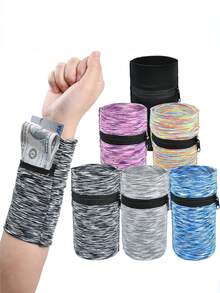 1pc Unisex Sweat-Absorbent Running Wrist Wallet, Zipper Design Wrist Support Band, Suitable For Gym Workout, Jogging, With Zipper Coin/Key Multipurpose Storage Pouch - Multicolor - View 2