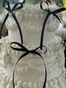 10pcs Red Bow Knot Cake Decorations,DIY Bowknot Cake Decor Supplies,Birthday Party Decor,Anniversary Birthday Wedding Cake Decor,Holiday Gift Decor,Baking Cake Dessert Bow Toppers,Party Favor,Birthday Party Table Decor - 黑色 - 查看 6