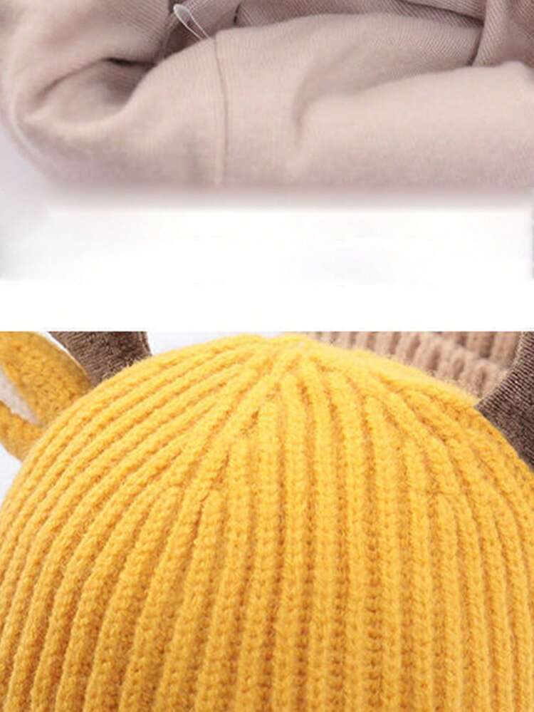 1 件可爱鹿角针织帽，温暖厚实，适合婴幼儿，适合节日搭配，秋冬季 - 彩色 - 查看 9