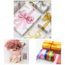 38x 25 Yards Satin Ribbon, Autumn Orange Silk Ribbon Wrapping, Floral Bouquets, Crafts, Wedding Party Decorations, And Sewing Projects - Cam mùa thu + 3/8" x 25 Yards - Xem 1