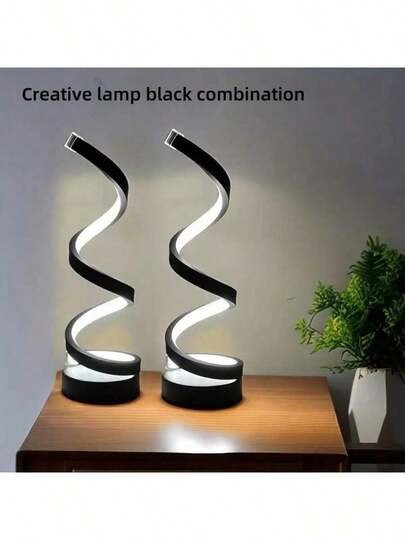 2 Sets Modern Table Lamps, Dimmable Spiral Bedside Lamps, 3-Color 10-Brightness LED Desk Lamp For Bedroom, Living Room, Office, 2025, Halloween Decorations, Christmas Decorations, Room Decor, Home, Kitchen