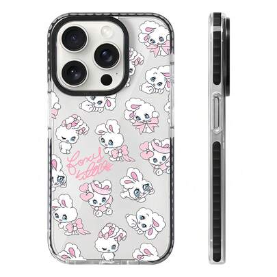 可爱粉色蝴蝶结时尚单件装奢华透明手机壳，兔子图案设计，兼容 16/16 Pro/16 Plus/16 Pro Max、17/17 Pro/17 Pro Max、15/15 Pro/15 Plus/15 Pro Max、14/14 Plus/14 Pro Max、13/13 Pro/13 Pro Max、12/11/X/XR/XS Max，复活节兔子主题可爱智能手机保护套