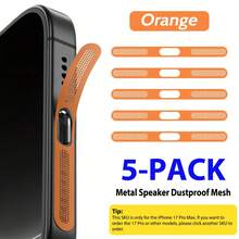 ZYONS 5 piezas para iPhone 17 Pro Max/17 Air/16 Pro Max/16/15/14/13/12 Series, rejilla de metal antipolvo para altavoz, hecha de material de metal duradero, en colores negro/plateado/naranja cósmico/dorado/verde/rojo/azul/morado/titanio del desierto y talla grande colores