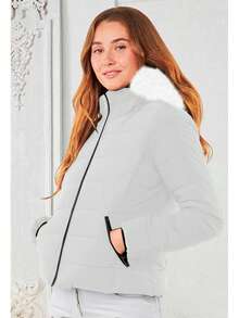 Women Winter Coats - 白色 - 查看 2