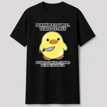 Playera de algodón con estampado de pollito - Negro - Ver 4