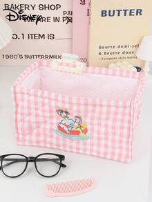 Disney 1个装大容量化妆篮，绣有米妮米奇图案，桌面收纳篮，办公杂物收纳篮，桌面收纳篮，化妆品收纳篮，护肤品收纳篮，婚礼伴娘礼物，妈妈礼物，生日礼物，送给朋友和老师的礼物，家居装饰，浴室客厅卧室装饰。