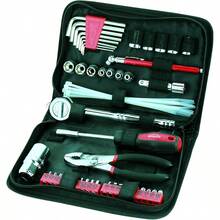 APOLLO TOOLS 56 Piece Compact Metric Auto Tool Set In Zippered Case Small Mechanic Tool Set For Car Emergency Motorcycle Repair On The Road And Travel Tool Needs DT9775 - Red - View 1