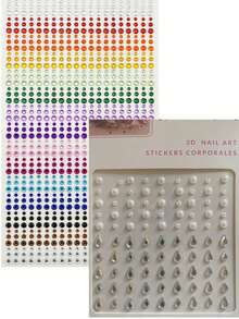 900 viên đá giả nhiều màu DIY, miếng dán mắt cầu vồng cho nghệ thuật, biểu diễn sân khấu lễ hội âm nhạc, phụ kiện trang điểm trang sức mặt với nhiều kiểu dáng - Nhiều màu - Xem 11