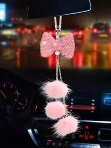 1件镶钻心形吊坠汽车后视镜挂饰，女士汽车配饰，汽车装饰品 - 均碼 - 查看 8