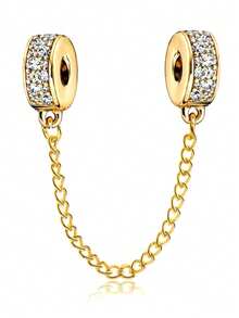 1pc Fashionable Personalized Silver, Gold, Rose Gold Multi-Element Heart Charm, Suitable For DIY Bracelet, Bangle, Anklet, Safety Chain Pendant - Chain - View 36