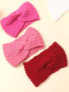 3/4件套秋冬时尚保暖针织交叉头带耳罩手工头巾时尚发饰女士发带 - 彩色 - 查看 5