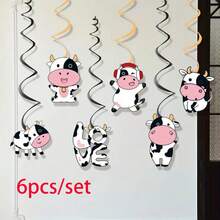 1 Set Pink Cow Birthday Party Hanging Banner, Pink And Brown Cartoon Cow Design, Suitable For Farm Theme Indoor And Outdoor Garden Hanging Decor Party, Durable Paper Hanging Decor For Indoor/Outdoor Garden, Graduation, Christmas, Halloween, Valentine's Day, Wedding, Birthday - Multicolor - View 12