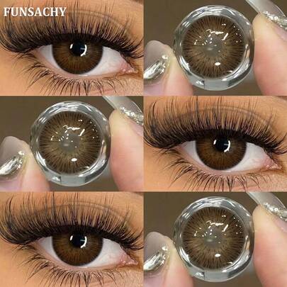 FUNSACHY MARGARET Series Brown Color Soft Contact Lenses, 14.5mm Natural Color, Annual Replacement