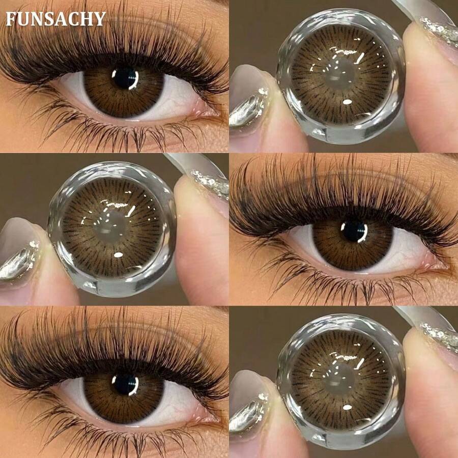 FUNSACHY MARGARET Series Brown Color Soft Contact Lenses, 14.5mm Natural Color, Annual Replacement