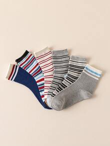 5 Pairs Women's Mid-Calf Socks, Versatile Colorful Striped Ribbed Cuff Design, Skin-Friendly & Breathable, Autumn
