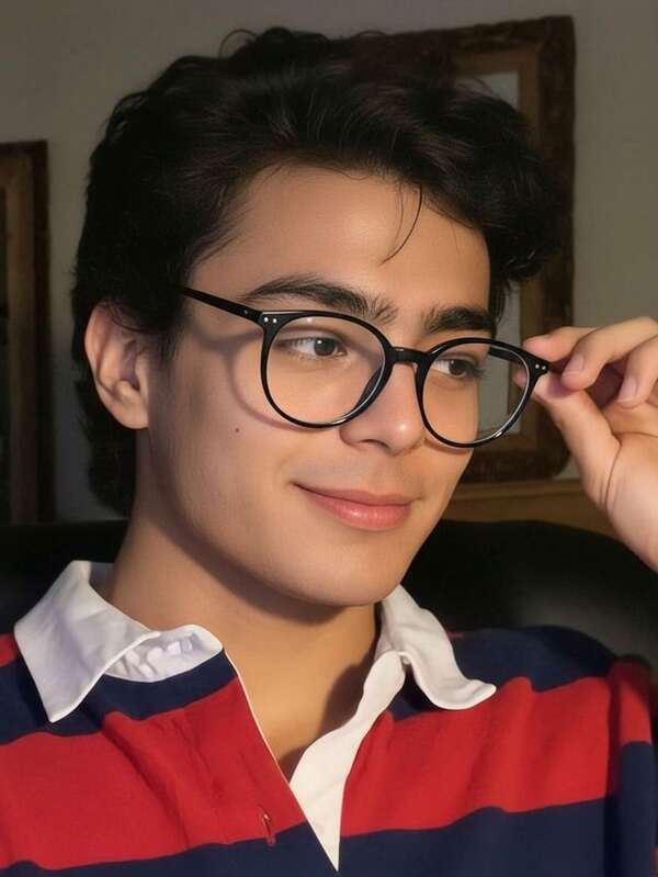 1 Piece Of Men's Black Studded Round Blue Light Glasses,Made Of PC Material,Anti-Blue Light,Y2K Style, Mobile Phone Accessories,Blue Light Glasses Women,Fake Glasses,Clear Glasses,Glasses Women,Easy Comfort,Season Picks,Halloween Edit,Suitable For Daily Office Commuting,Back-To-School Season,Gaming,Looks Of Party,Campus Study.