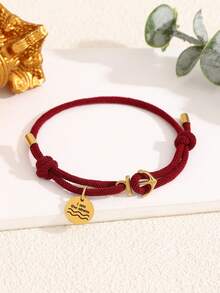 ZIRUISP Vòng tay khóa mỏ neo bằng thép không gỉ mạ vàng 18K 'Tôi là cơn bão' dành cho nam nữ, dây thừng có thể điều chỉnh, trang sức đơn giản, đeo hàng ngày - Vàng - Xem 1