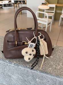 Yogodlns Merlard Heart-Shaped Leather Pendant, Sweet Heart-Shaped Keychain Accessory, Handmade Woven, Travel Holiday Christmas Gift, Y2K Fashion Bag Charm, Suitable For Young Boys, Girls, College Students, New Year Valentine's Day Gift - Beige - View 3