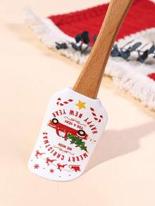 1 pieza Rasqueta de silicona navideña, Juego de rasquetas navideñas, Herramienta de cocina navideña, Con mango de madera, Rasqueta para decorar pasteles navideños, Para cocinar, hornear, mezclar crema de mantequilla - Multicolor - Ver 8