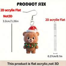 1 par de brincos fofos de acrílico 2D com chapéu de Papai Noel, adequados para mulheres usarem no Natal, presente de Natal perfeito