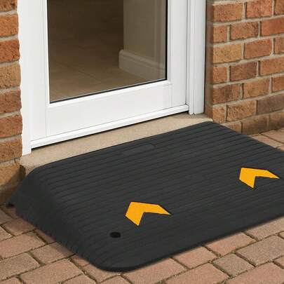 3.5" Rise Heavy-Duty Rubber Threshold Ramp - 33,000 LBS Load Capacity, Non-Slip Textured Surface For Wheelchair, Car & Scooter Access
