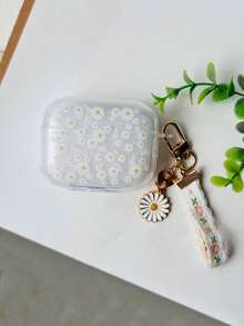 Summer Daisy Pattern Clear Case Compatible With AirPods Comptible With Airpods1/2 AirPods Pro - White - View 10