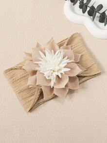 1pc Autumn/Winter New 3D White Flower Bud Baby Headband, Soft Comfortable Jacquard Nylon Infant Headwear, Creative Baby Hair Accessory