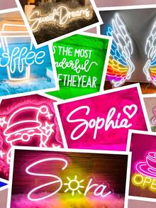 Customized LED Neon Sign Board, Indoor Decor, Personalized Gift, USB Powered, Romantic Home Decor, Perfect For Wall Decoration, Christmas, Halloween, Party,Fairy Lights - Light Pink - View 4