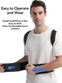 ComfortFit 姿势矫正器，男女适用 - 可调节、透气的矫形支架 - 无缝上背部、脊柱、颈部和肩部支撑 - 适合日常佩戴，锁骨稳定 - 促进健康姿势，防止懒散大码 - 黑色 - 查看 6