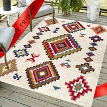 Moroccan Style Large Outdoor Patio Garden Rug, Non-Slip Waterproof Polyester Material, Suitable For Living Room, Sunroom, Hardwood Floors, Machine Washable, Soft & Comfortable, Suitable For Home Decor, Can Be Used Indoors And Outdoors.