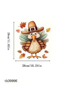 1pc Halloween Adorable Turkey & Pumpkin Maple Leaf -PVC Self-Adhesive Waterproof Removable Bathroom Decal , Suitable For Toilet Lid Sticker, Window Sticker,Bedrooms, Home Decoration, Festive Decoration, Etc